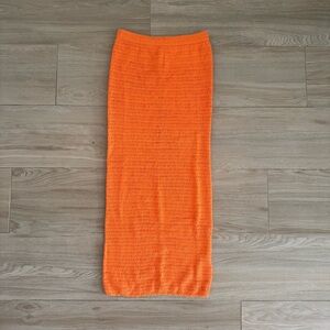 Eunoiaa Orange / “Peach” Long Crochet Skirt, Size M